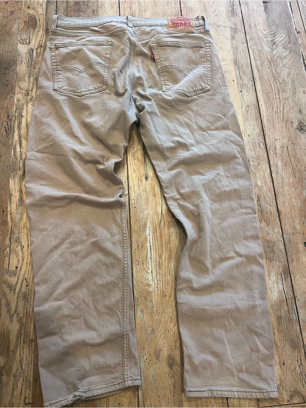 Levi's Men’s Beige W/Grey Stitching Wash Denim Straight Fit Mid Rise 505 36/30